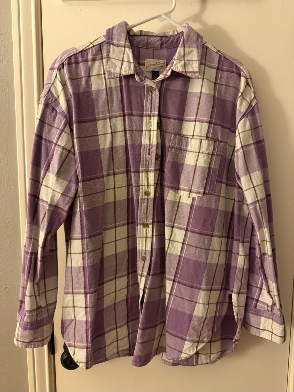Universal Thread white and purple plaid flannel shirt in a M